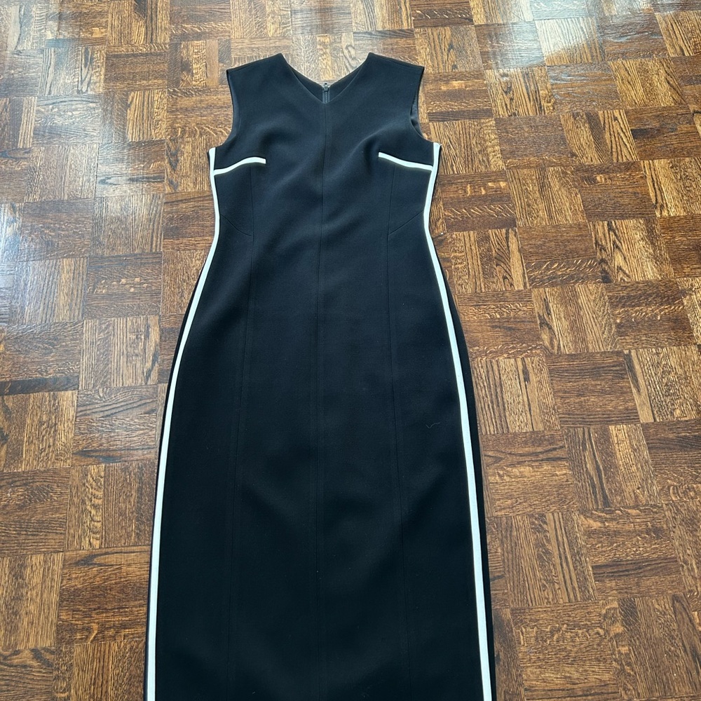 Elegant Black Dress with White Accents